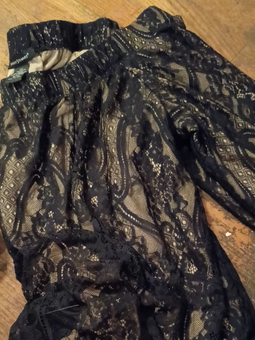 Black Lace Sheer Fully Lined Off Shoulder Blouse